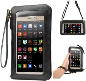 Touch Screen Crossbody Shoulder Bag Purse Pouch Wallet Case for for iPhone 16 15 14 13 11 Pro Max Samsung Galaxy S24 S23 FE S21 S20 FE (Black)