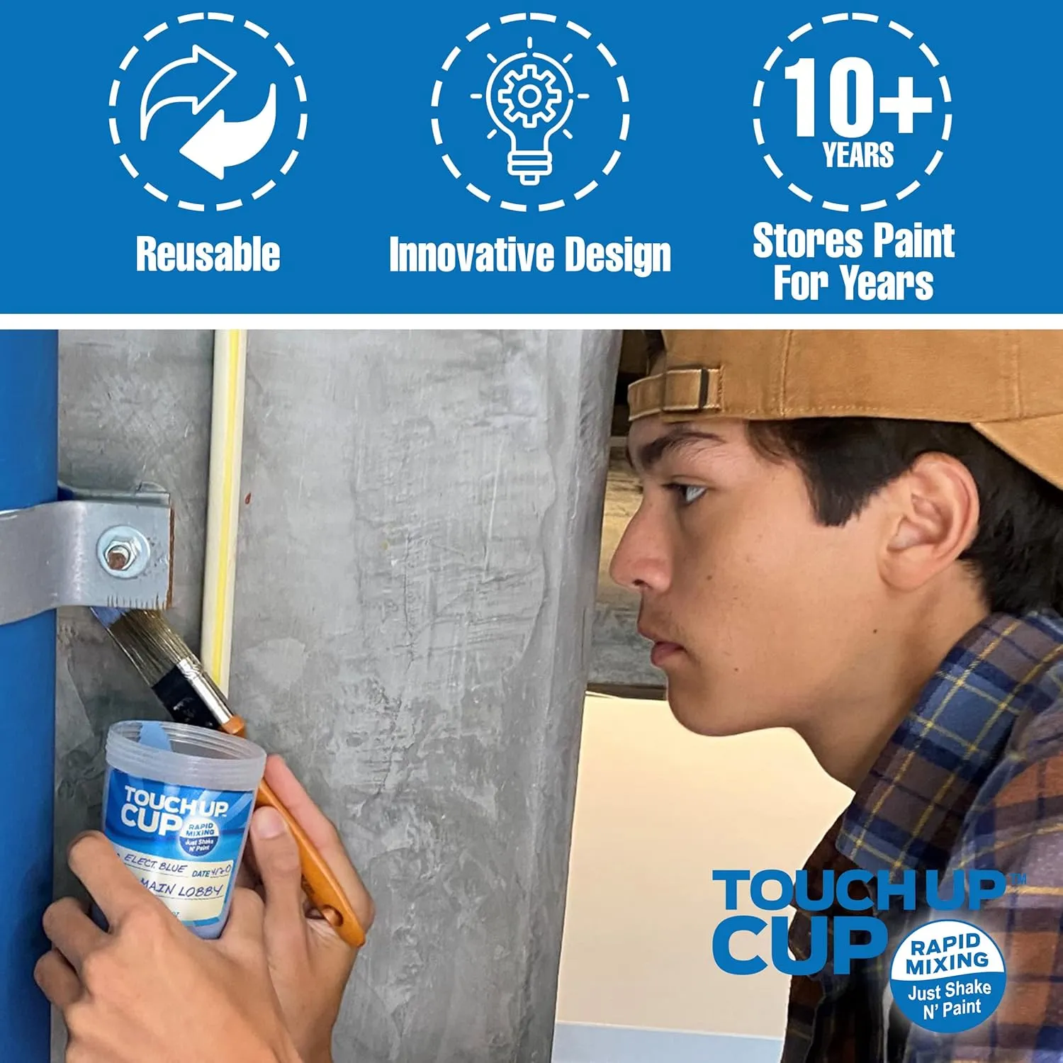 Touch Up Cup Paint Storage Containers and Roller Paint Brush Bag, ​​3 Plastic Painting Cups with Lids, 6 Bags, As Seen On Shark Tank Products