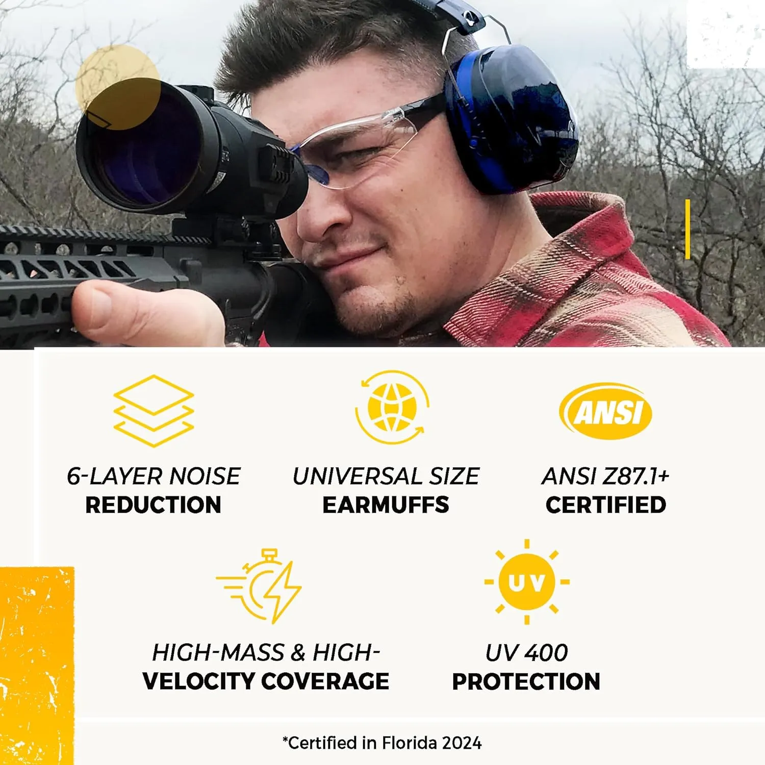 TradeSmart High-Performance Earmuffs for Shooting Range & Shooting Eye Protection Glasses   Firearm Confidence Course