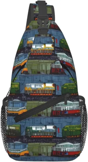 train Cars Sling Backpack Cross Chest Bag Travel Crossbody Bags for Men Women Fashion Daypack