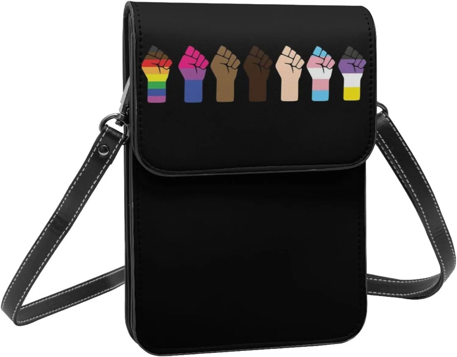 Trans Flag HE HIM Pronouns Cell Phone Purse Small Crossbody Bags For Women Men Wallet Purses With Adjustable Strap