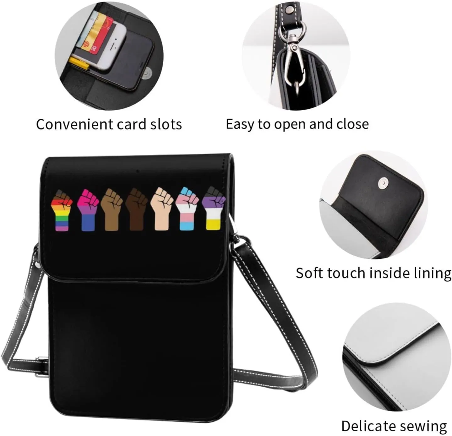 Trans Flag HE HIM Pronouns Cell Phone Purse Small Crossbody Bags For Women Men Wallet Purses With Adjustable Strap
