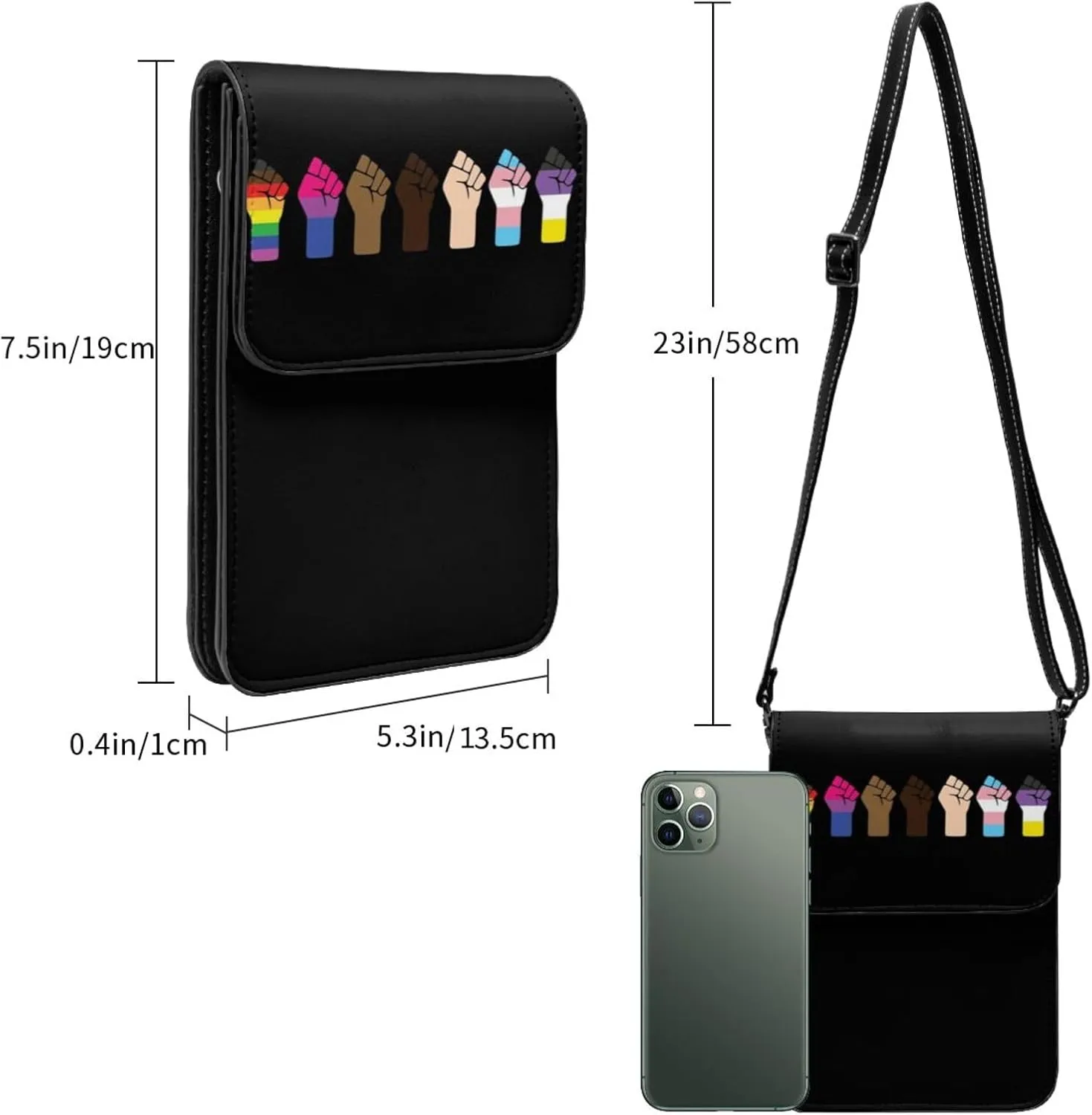 Trans Flag HE HIM Pronouns Cell Phone Purse Small Crossbody Bags For Women Men Wallet Purses With Adjustable Strap