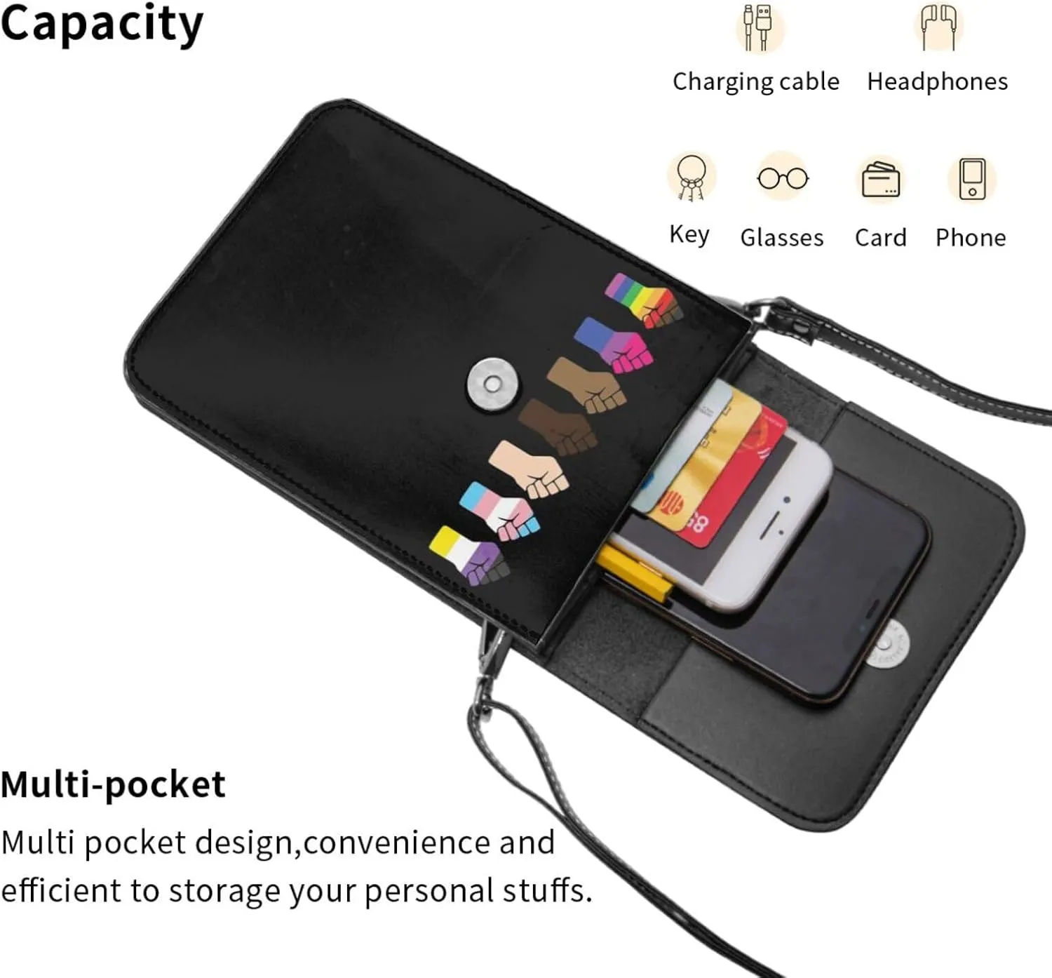 Trans Flag HE HIM Pronouns Cell Phone Purse Small Crossbody Bags For Women Men Wallet Purses With Adjustable Strap