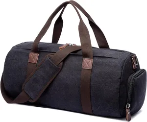 Travel Duffel Bag for Men, Canvas Crossbody Shoulder Bag Large Capacity Satchel Bags for Climbing Camping Hiking (Black)