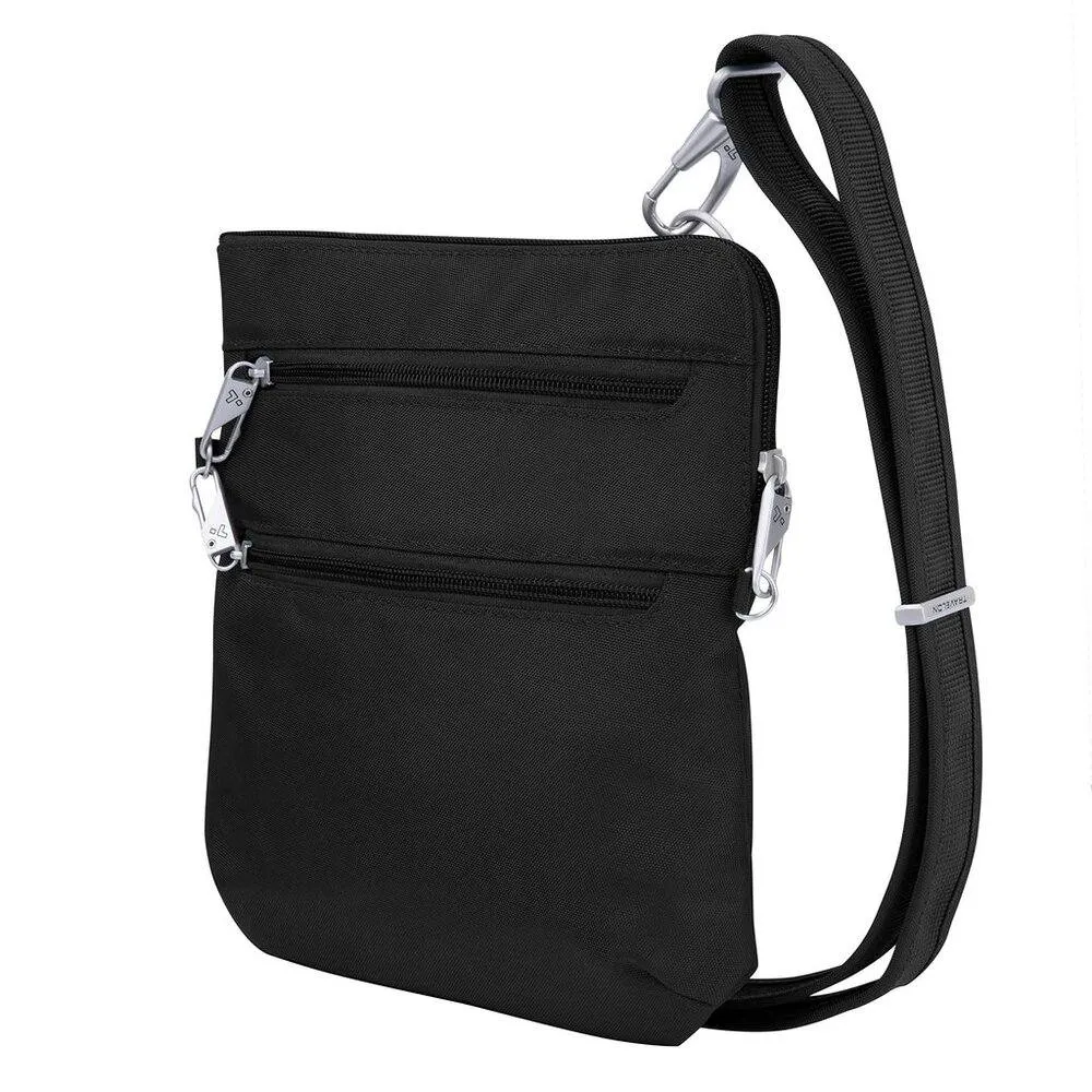 Travelon Anti-Theft Classic Slim Dbl Zip Crossbody Bag, Black (Black) - 43116 500