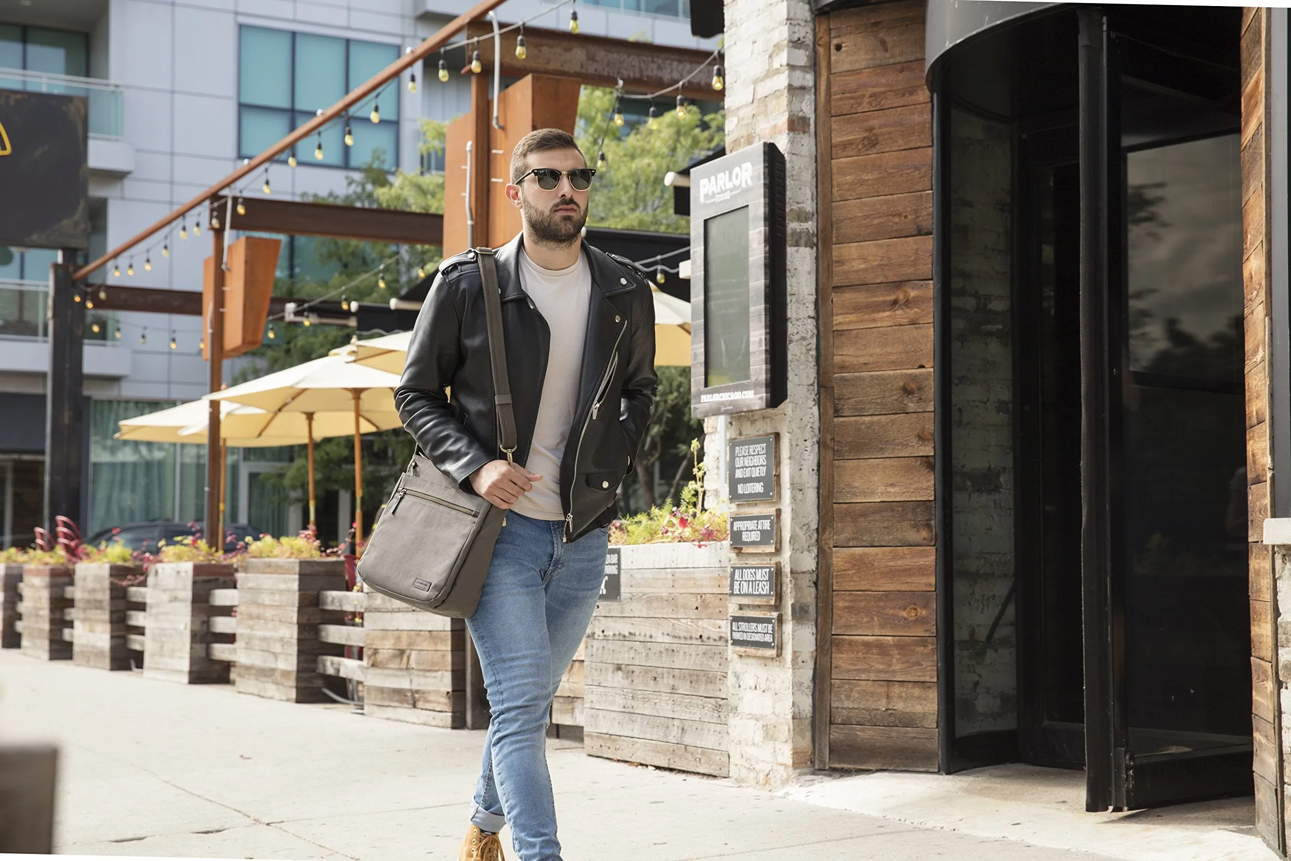 Travelon Travelon Anti-theft Courier N/S Crossbody, Stone Gray (gray) - 33304-840