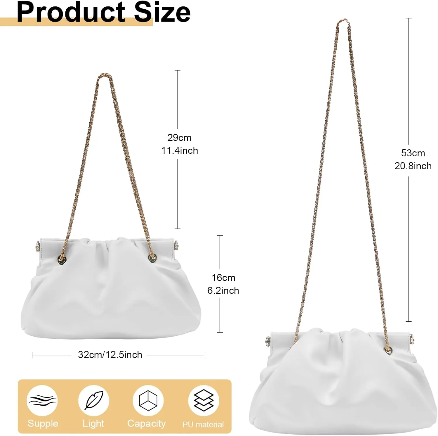 TRBSXRT Cloud Pouch Handbag for Women - Luxurious Shoulder Bag Cute Leather Crossbody Tote Bags
