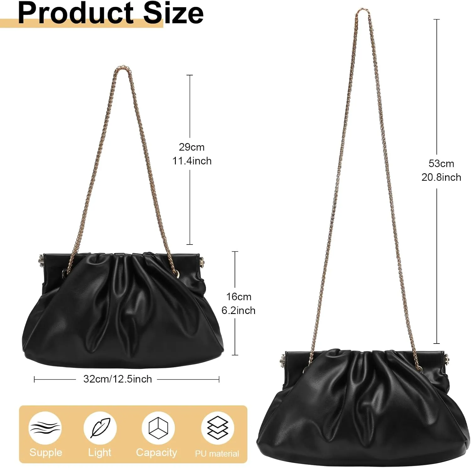 TRBSXRT Cloud Pouch Handbag for Women - Luxurious Shoulder Bag Cute Leather Crossbody Tote Bags