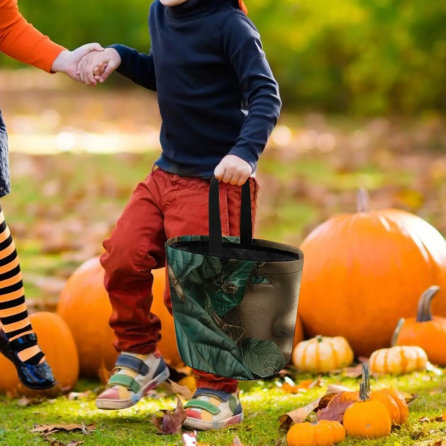 Trick Or Treat Bags Halloween Tote Bag Halloween Candy Buckets Orange Shirt Monkey Gift Bags Candy Bags for Halloween