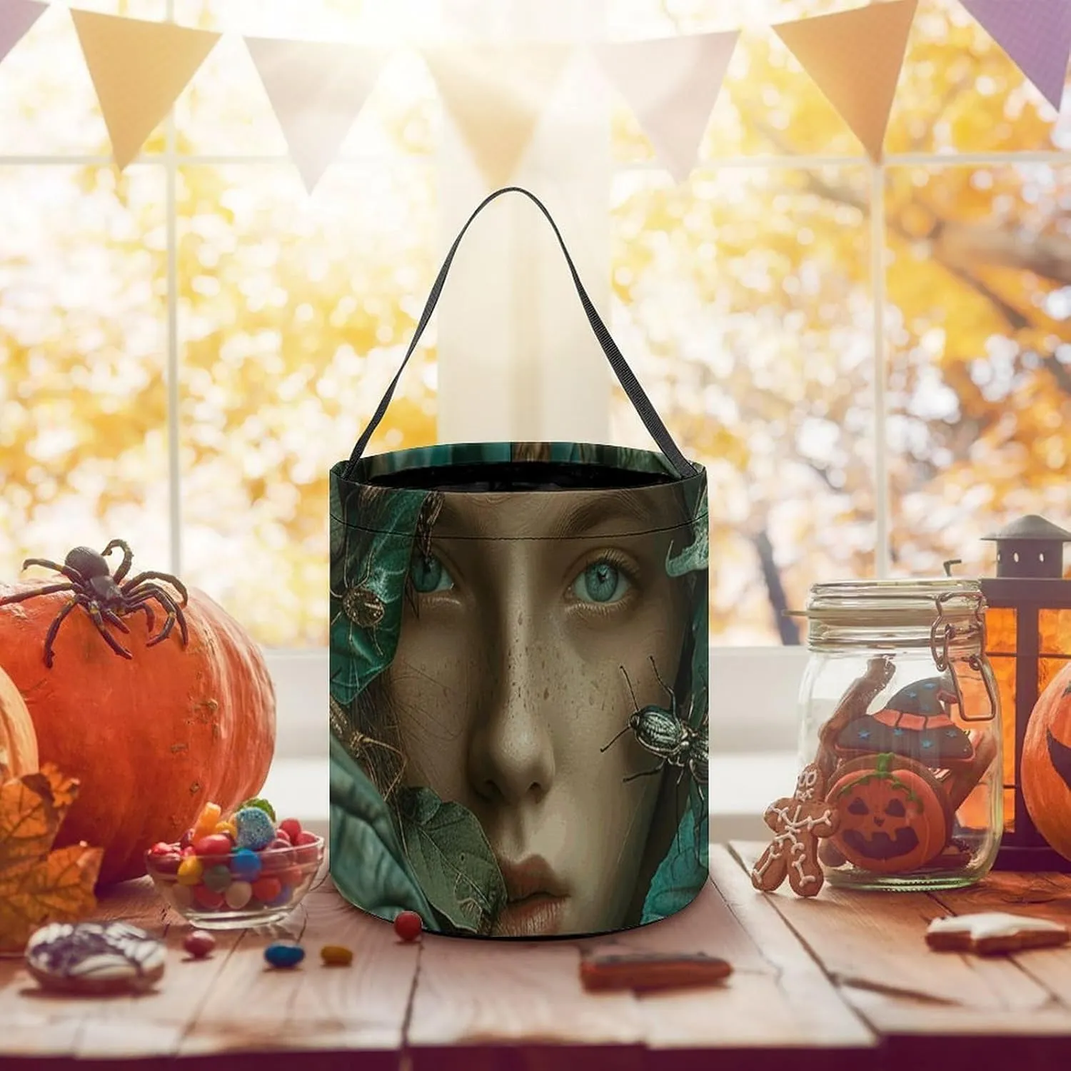 Trick Or Treat Bags Halloween Tote Bag Halloween Candy Buckets Orange Shirt Monkey Gift Bags Candy Bags for Halloween