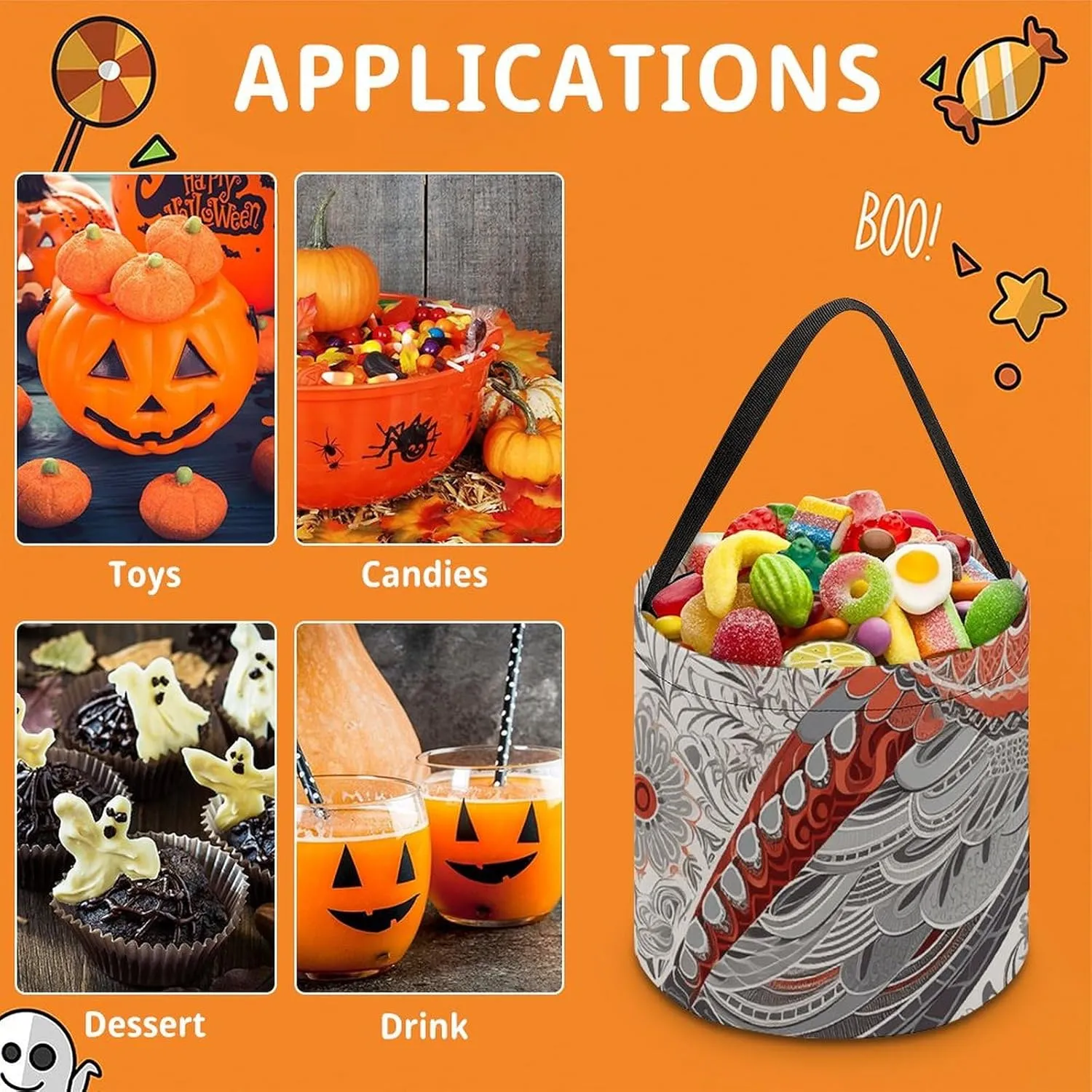 Trick Or Treat Bags Halloween Tote Bag Halloween Candy Buckets Tree And Bear Gift Bags Candy Bags for Halloween