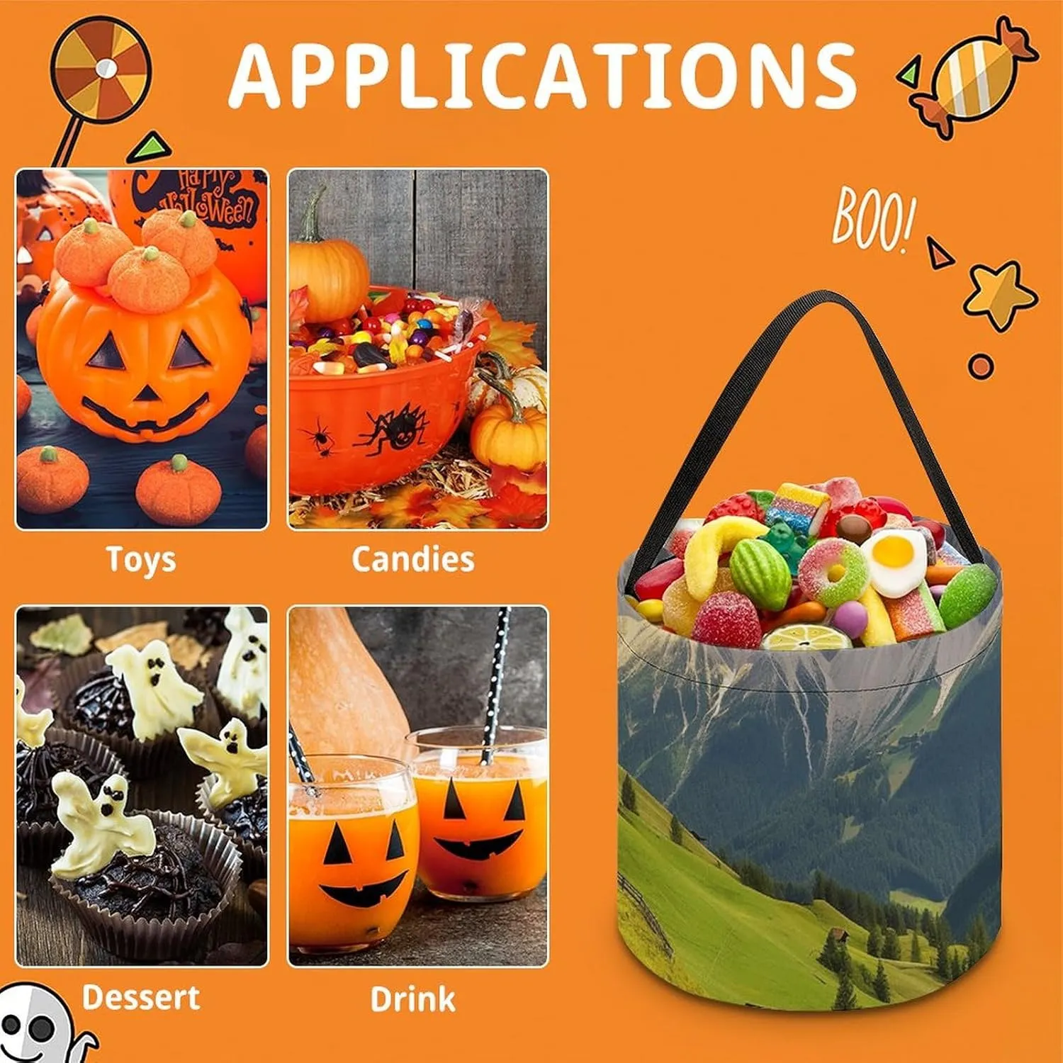 Trick Or Treat Bags Halloween Tote Bag Halloween Candy Buckets Tree And Bear Gift Bags Candy Bags for Halloween