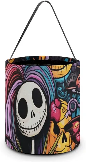 Trick Or Treat Bags Halloween Trick Or Treat Bucket Halloween Treat Bags Halloween Pumpkin Bucket Complex Collage Gift Bags Reusable Tote Bucket Candy Bags for Halloween Party Supplies