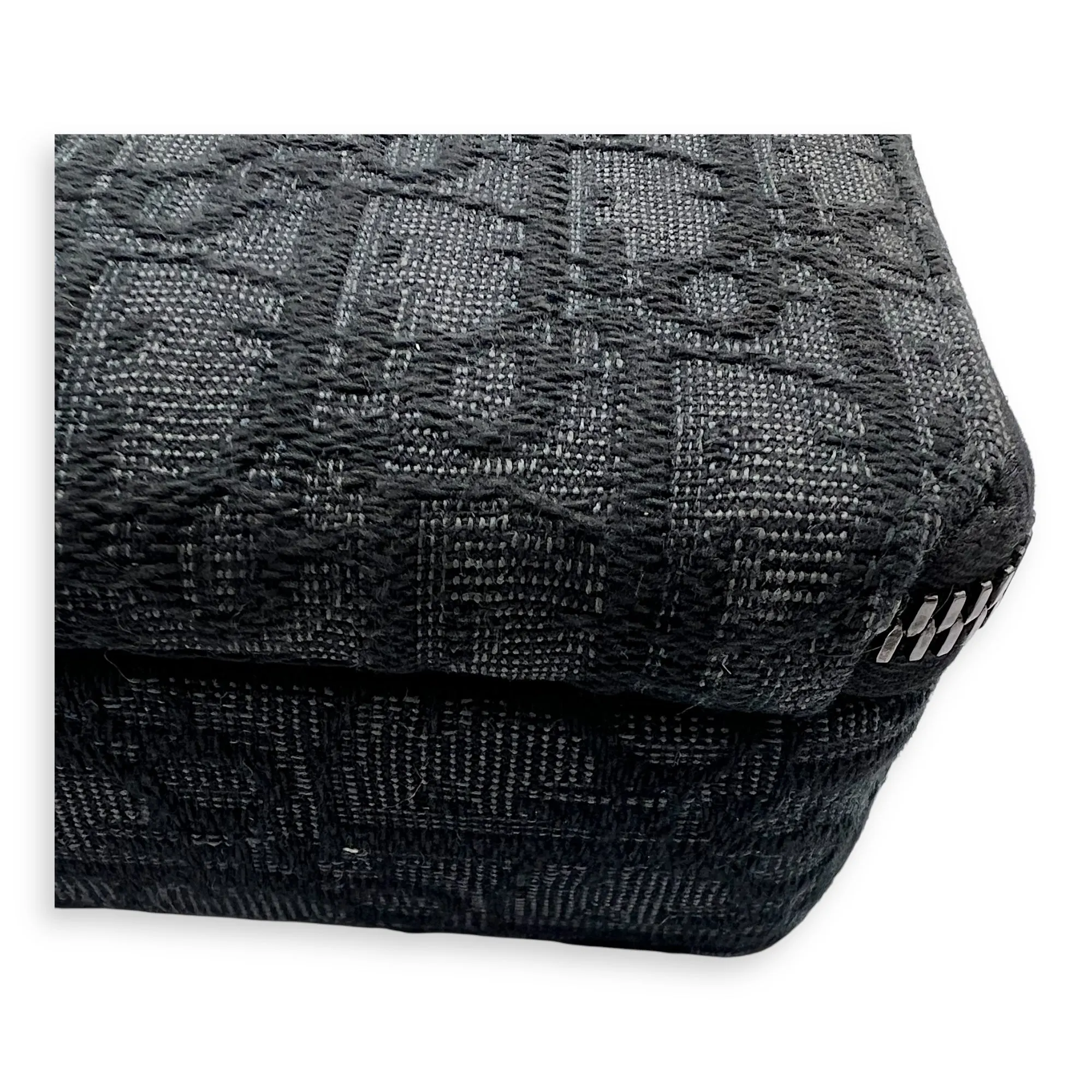 Triple Pouch Crossbody Bag Black in Jacquard, Silver hardware