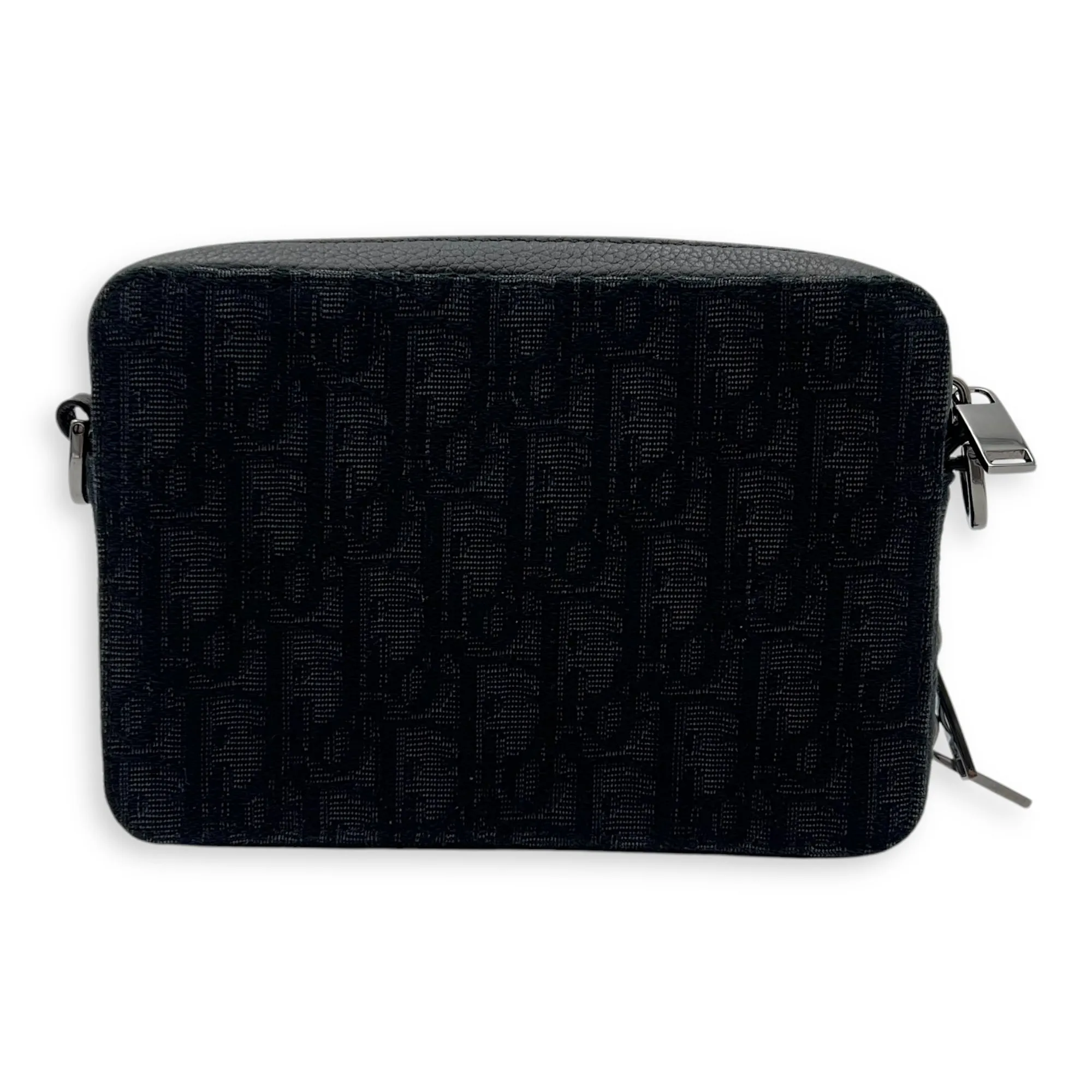 Triple Pouch Crossbody Bag Black in Jacquard, Silver hardware