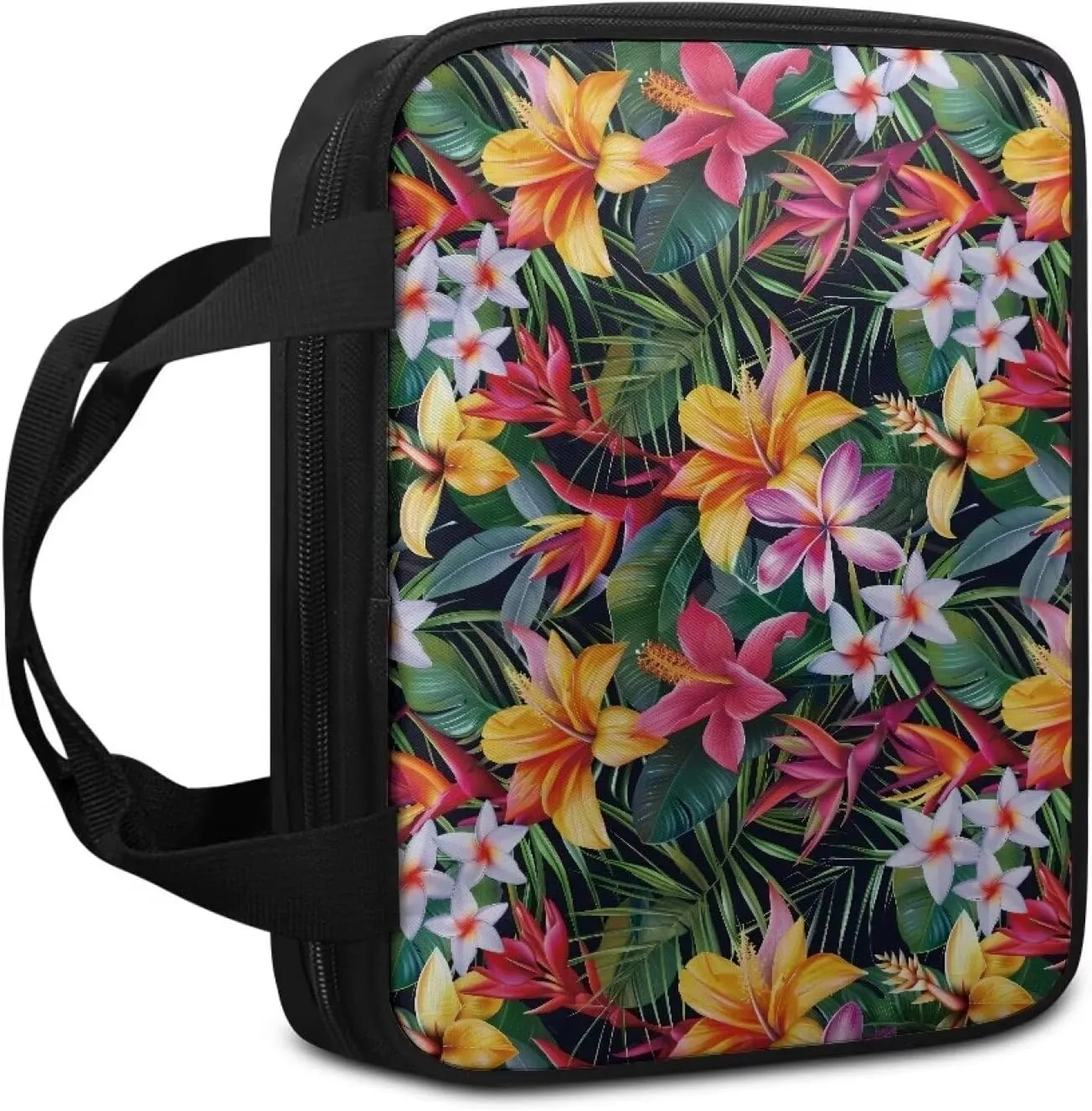 Tropical Leaf Flower Print Bible Carrying Case,Cover for Bible,Floral Bible Crossbody Bag,Bible Case for Women,Bible Satchel Bag,Aesthetic Bible Carrying Case,Religious Gift