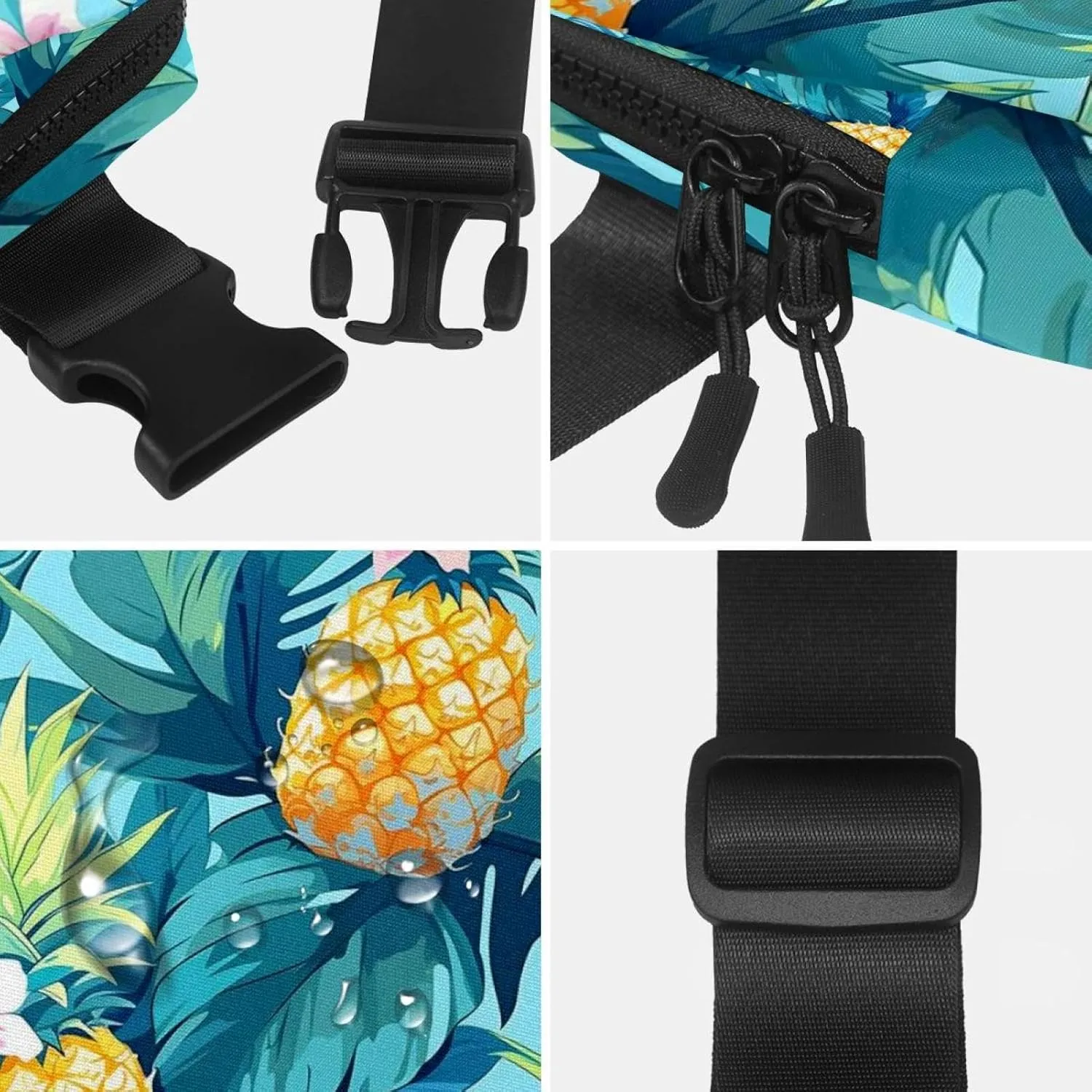 Tropical Pineapple Fruit Crossbody Fanny Pack for Men&Women,Belt Bag for Travel Casual Walking Running Hiking Cycling, 1.5x9.0x5.9in/4x23x15cm