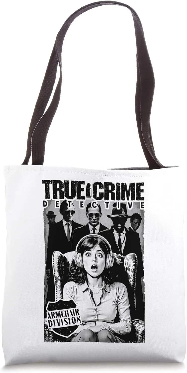 True Crime Detective Armchair Division Vintage Book Cover Tote Bag