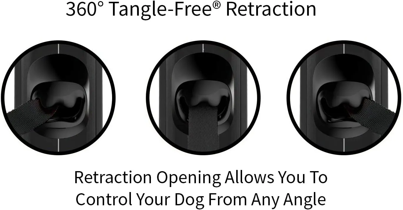 TUG Oval 360° Tangle-Free Retractable Dog Leash | Flashlight Included | Integrated Waste Bag Dispenser Pocket