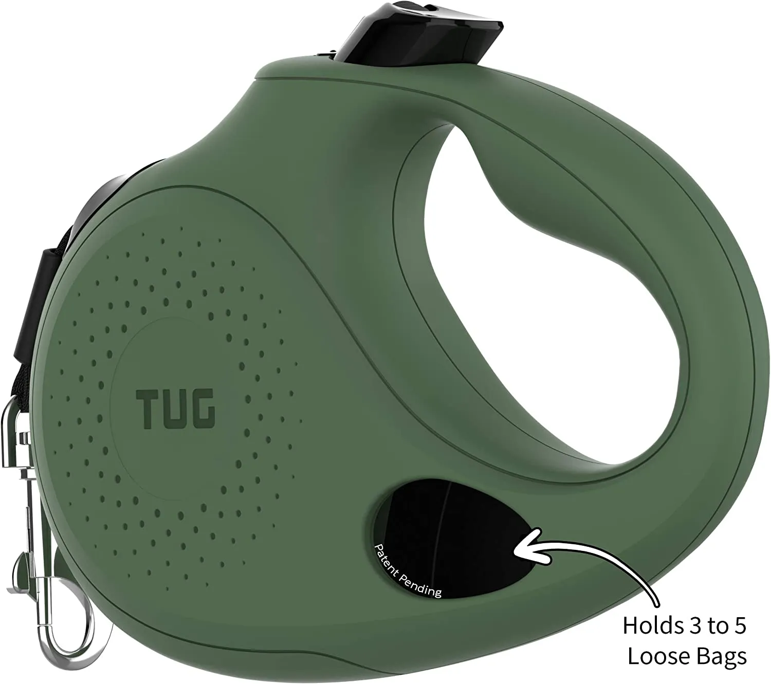 TUG Oval 360° Tangle-Free Retractable Dog Leash | Flashlight Included | Integrated Waste Bag Dispenser Pocket