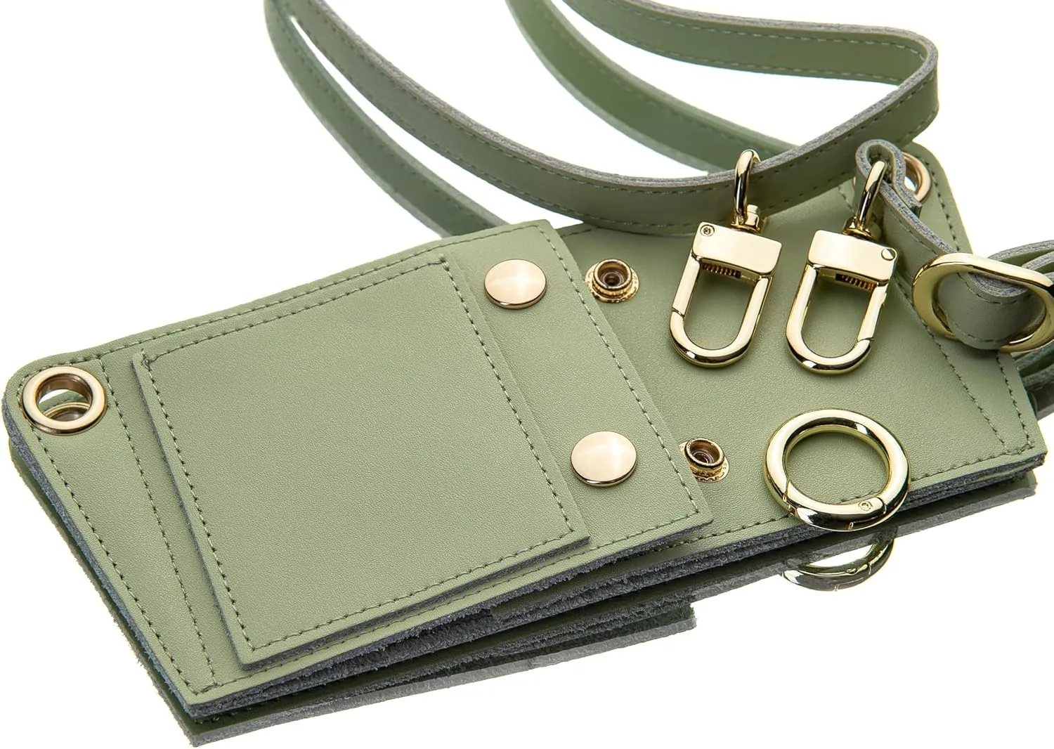 Tumbler Tote™ Water Bottle Holder - Leather Carrier Strap, Compatible with Stanley 40 oz & 30 oz Tumbler with Handle, Stanley Cup Accessories, Adjustable Strap, Credit Card Holder, Olive Green