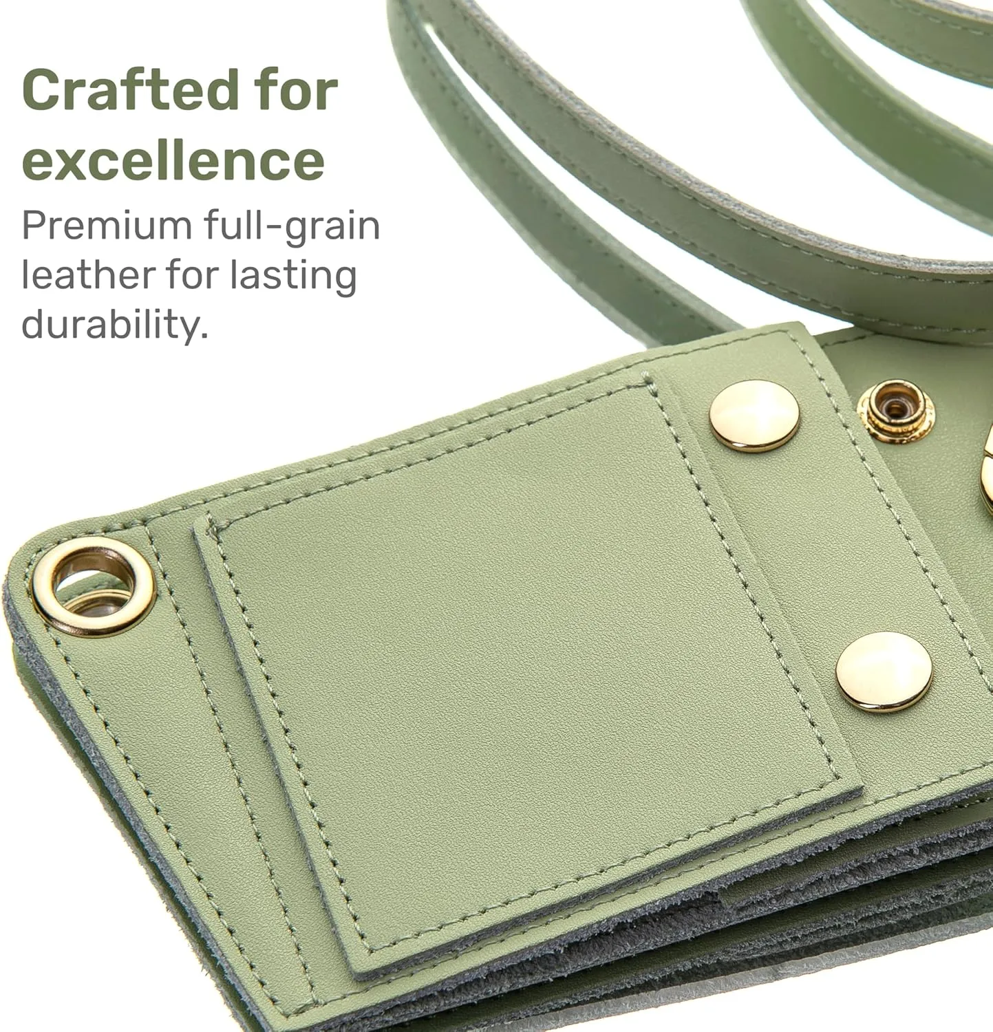 Tumbler Tote™ Water Bottle Holder - Leather Carrier Strap, Compatible with Stanley 40 oz & 30 oz Tumbler with Handle, Stanley Cup Accessories, Adjustable Strap, Credit Card Holder, Olive Green