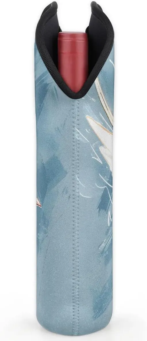 Two Bottle Wine Bag Flying Pigeon Portable Wine Tote Bag Neoprene Wine Carrier Tote Bags for Travel Party Picnic Restaurant Wine Tasting