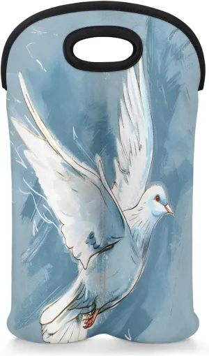 Two Bottle Wine Bag Flying Pigeon Portable Wine Tote Bag Neoprene Wine Carrier Tote Bags for Travel Party Picnic Restaurant Wine Tasting