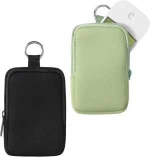 uekeboag 2Pcs Small Soft Neoprene Pouch with Zipper, Mini Portable Makeup Bag,Fashion Accessory with Snap Hook,Coin Purse Lipstick Cosmetic Travel Organizer(Black and Avocado Green)