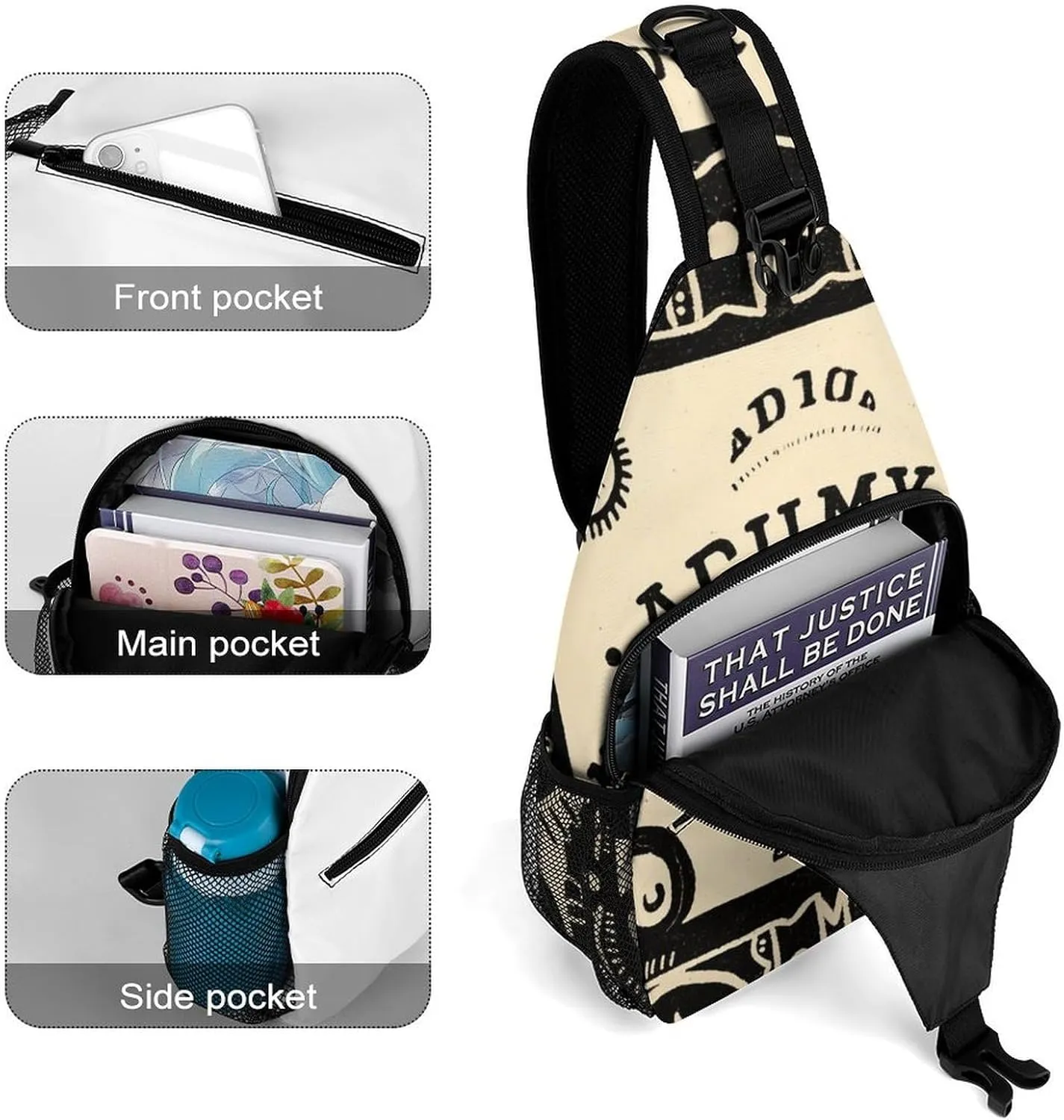 Ultra Lightweight Sling Bag Backpack Crossbody Chest Rucksack Anti-Theft Multipurpose Bag for Bicycle Sport Hiking Travel Camping, Magic Spirit Board Witch Art