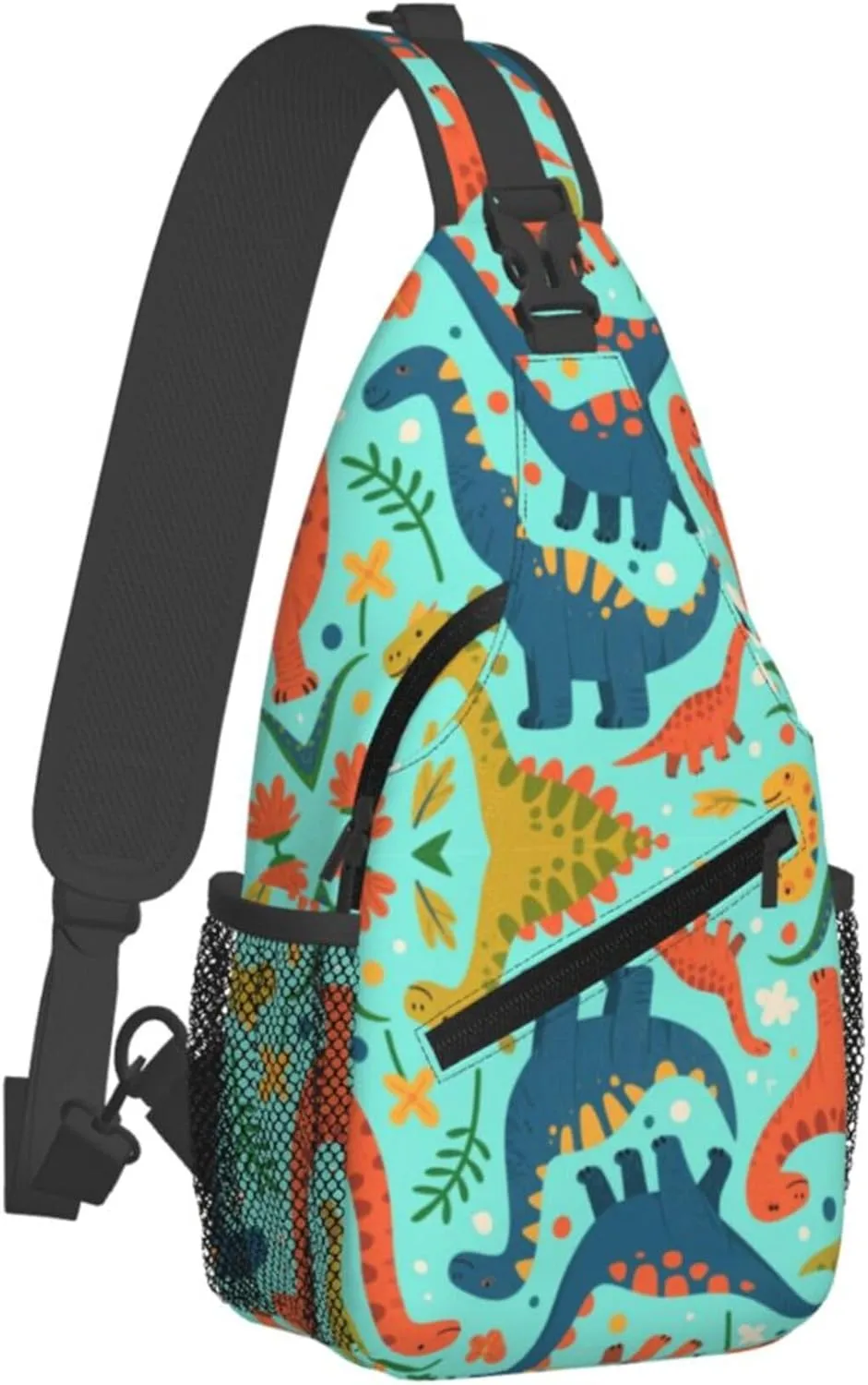 Ultra Lightweight Sling Shoulder Backpack Shoulder Crossbody Bag Chest Pack Multipurpose Anti-Theft Daypack for Outdoors Camping Hiking Trekking, Animals Dinosaur Art