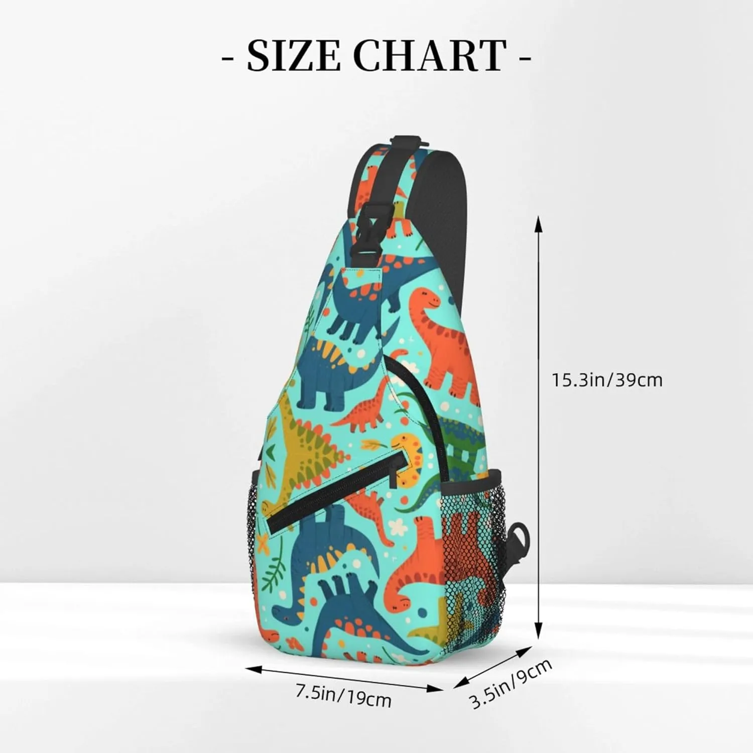 Ultra Lightweight Sling Shoulder Backpack Shoulder Crossbody Bag Chest Pack Multipurpose Anti-Theft Daypack for Outdoors Camping Hiking Trekking, Animals Dinosaur Art