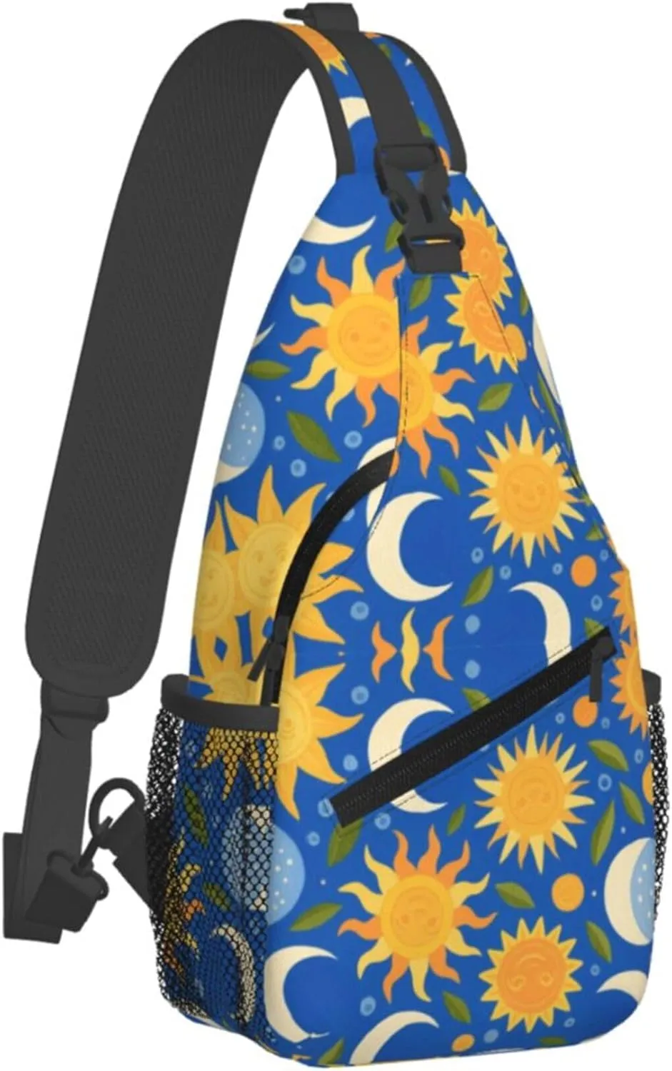 Ultra Lightweight Sling Shoulder Backpack Shoulder Crossbody Bag Chest Pack Multipurpose Anti-Theft Daypack for Outdoors Camping Hiking Trekking, Sun And Moon Art