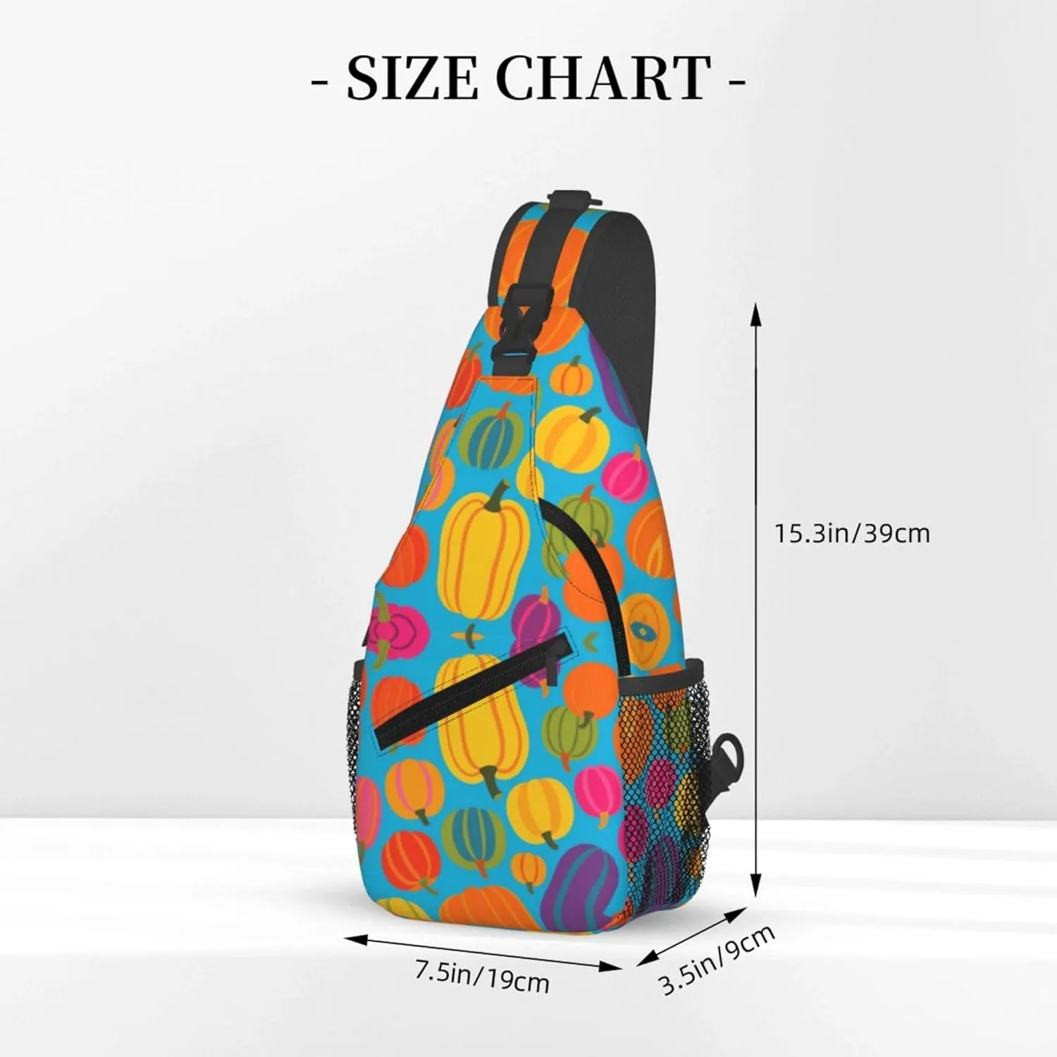 Ultra Lightweight Sling Shoulder Backpack Shoulder Crossbody Bag Chest Pack Multipurpose Anti-Theft Daypack for Outdoors Camping Hiking Trekking, Trippy Pumpkin Art