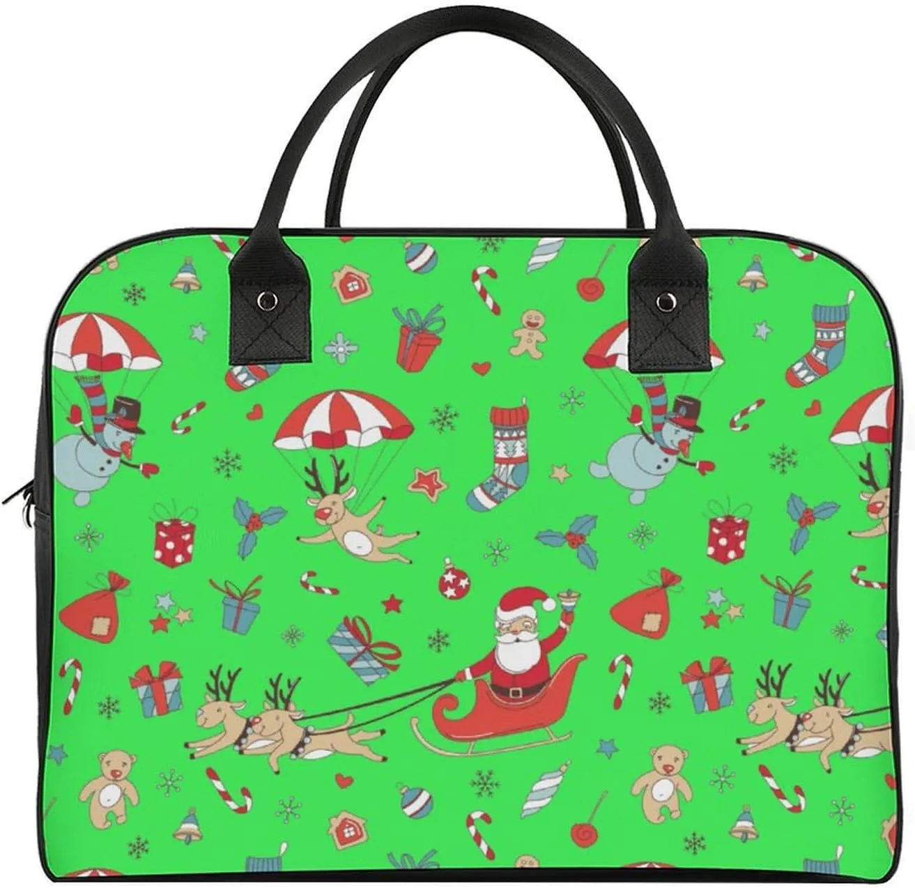 Unisex Crossbody Nylon Santa Gifts Novelty Handbag for Travel 13" X 19" X 8"