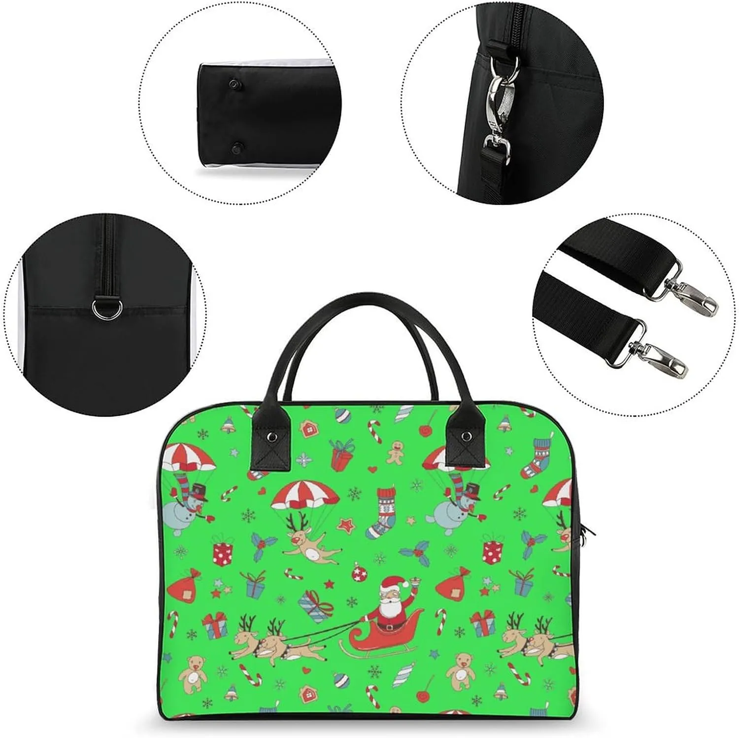 Unisex Crossbody Nylon Santa Gifts Novelty Handbag for Travel 13" X 19" X 8"