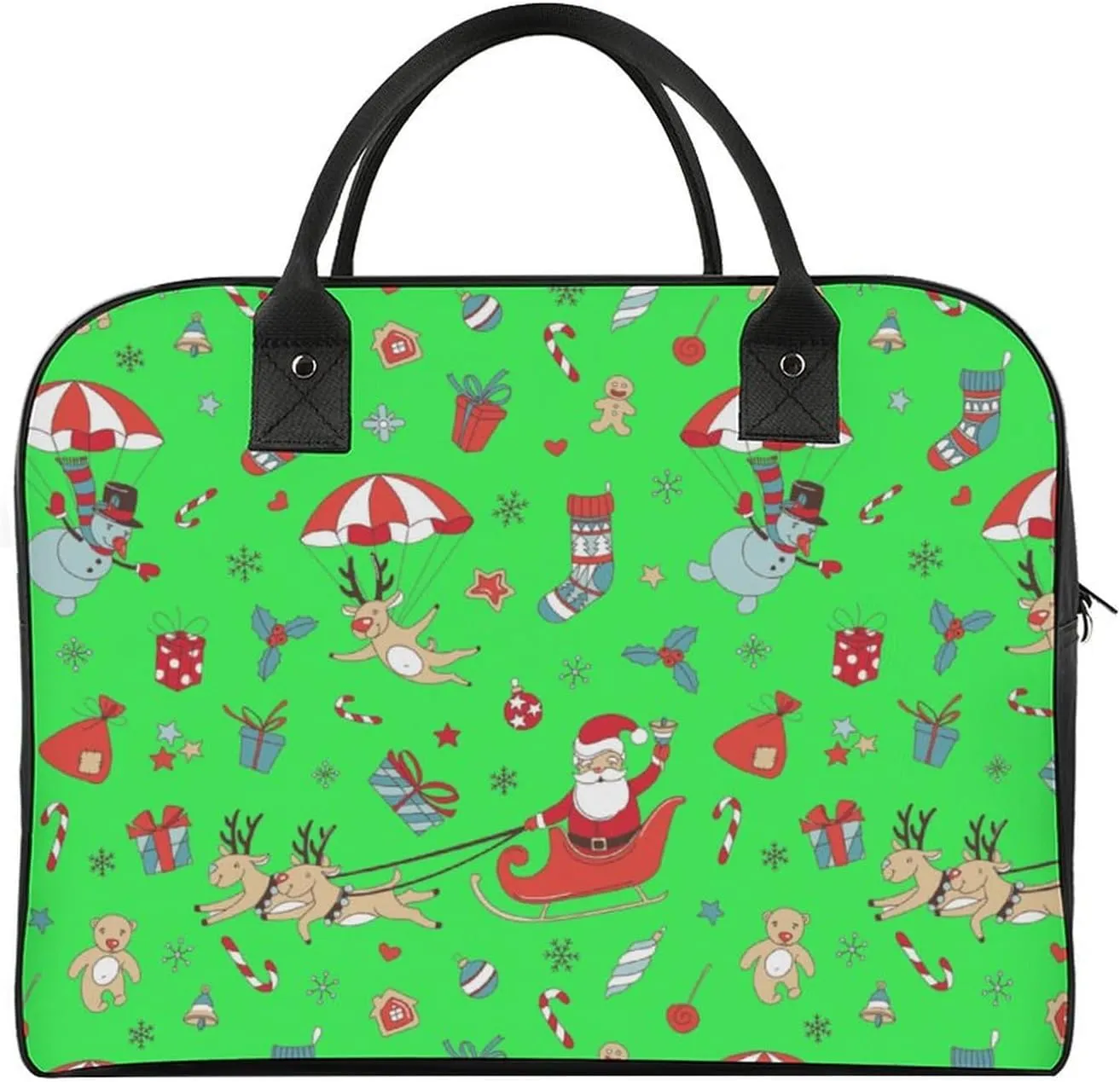 Unisex Crossbody Nylon Santa Gifts Novelty Handbag for Travel 13" X 19" X 8"
