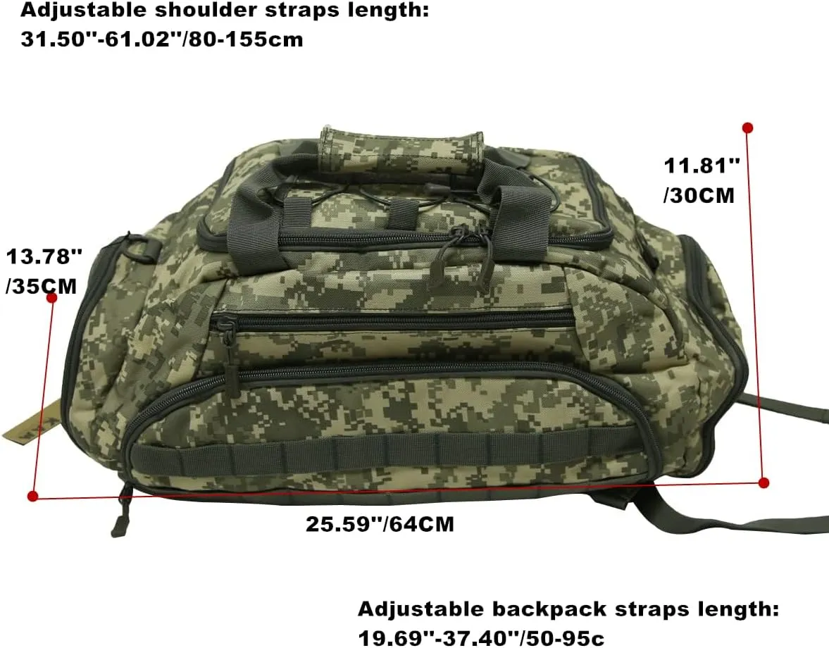UNISTRENGH 3-Ways Tactical Military Nylon Men Holdall Weekend Travel Duffel Bag Backpack Messenger Shoulder Bags Rucksack Handbag (ACU Camo-45L)