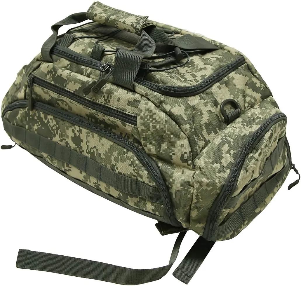 UNISTRENGH 3-Ways Tactical Military Nylon Men Holdall Weekend Travel Duffel Bag Backpack Messenger Shoulder Bags Rucksack Handbag (ACU Camo-45L)