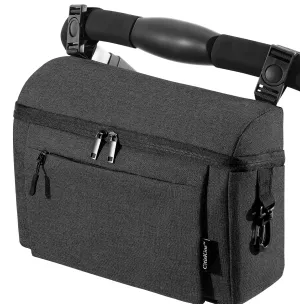 Universal Baby Stroller Organizer Large Space with Insulated Cup Holder Detachable Diaper Bag Adjustable Shoulder Strap Fits All Strollers (black)