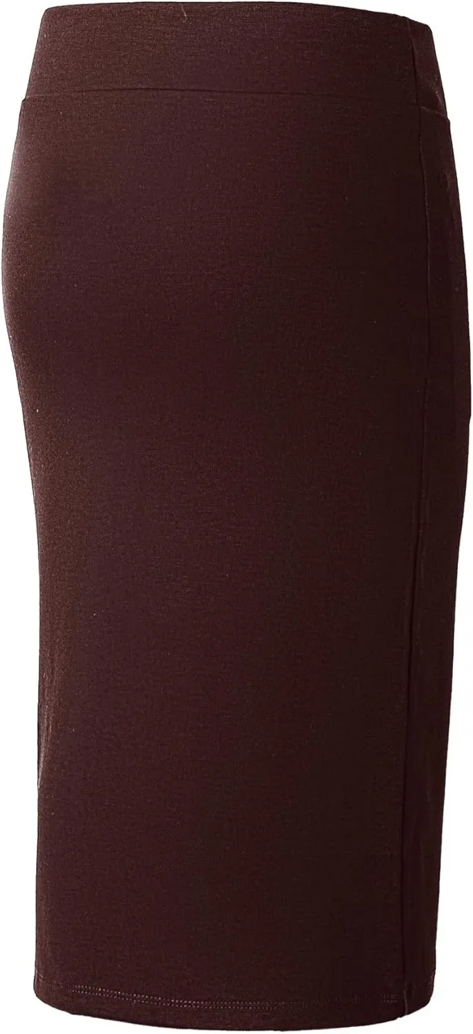 Urban CoCo Women's Elastic Waist Stretch Bodycon Midi Pencil Skirt
