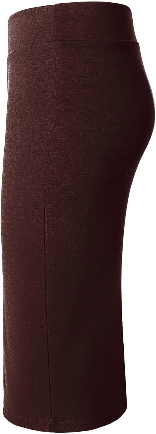 Urban CoCo Women's Elastic Waist Stretch Bodycon Midi Pencil Skirt