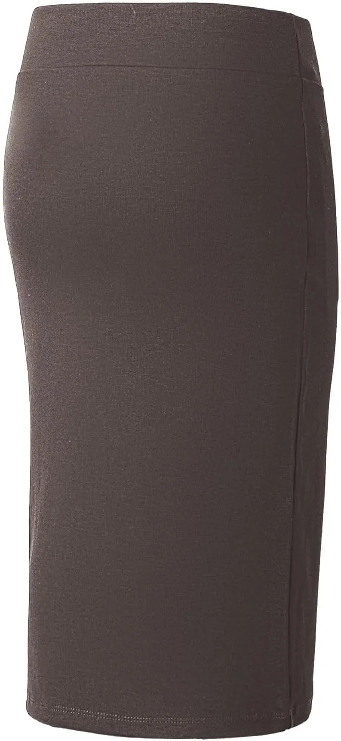 Urban CoCo Women's Elastic Waist Stretch Bodycon Midi Pencil Skirt