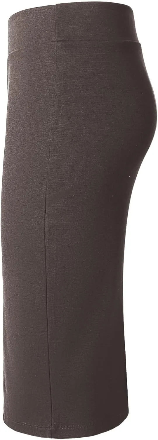 Urban CoCo Women's Elastic Waist Stretch Bodycon Midi Pencil Skirt