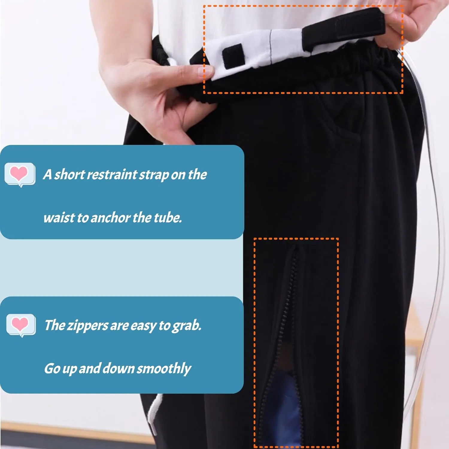 Urine Bag Holder Pants, Catheter Leg Bag Cropped Pants with 2 Pockets Holding Urinate Drainage Bags for Biliary Catheters, Nephrostomy, Cystostomy (Gray,L)