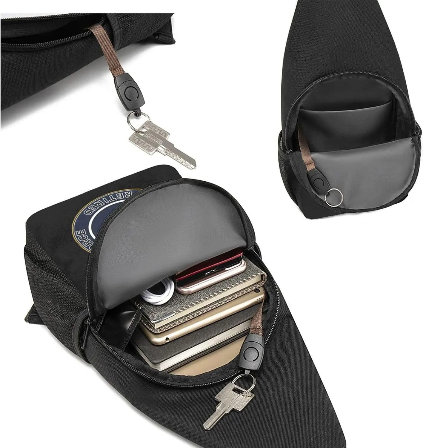 US Air Force Retired Colonel Sling Bag Crossbody Backpack Shoulder Casual Daypack Bags for Men