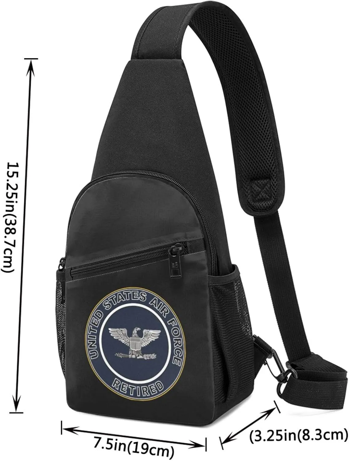 US Air Force Retired Colonel Sling Bag Crossbody Backpack Shoulder Casual Daypack Bags for Men