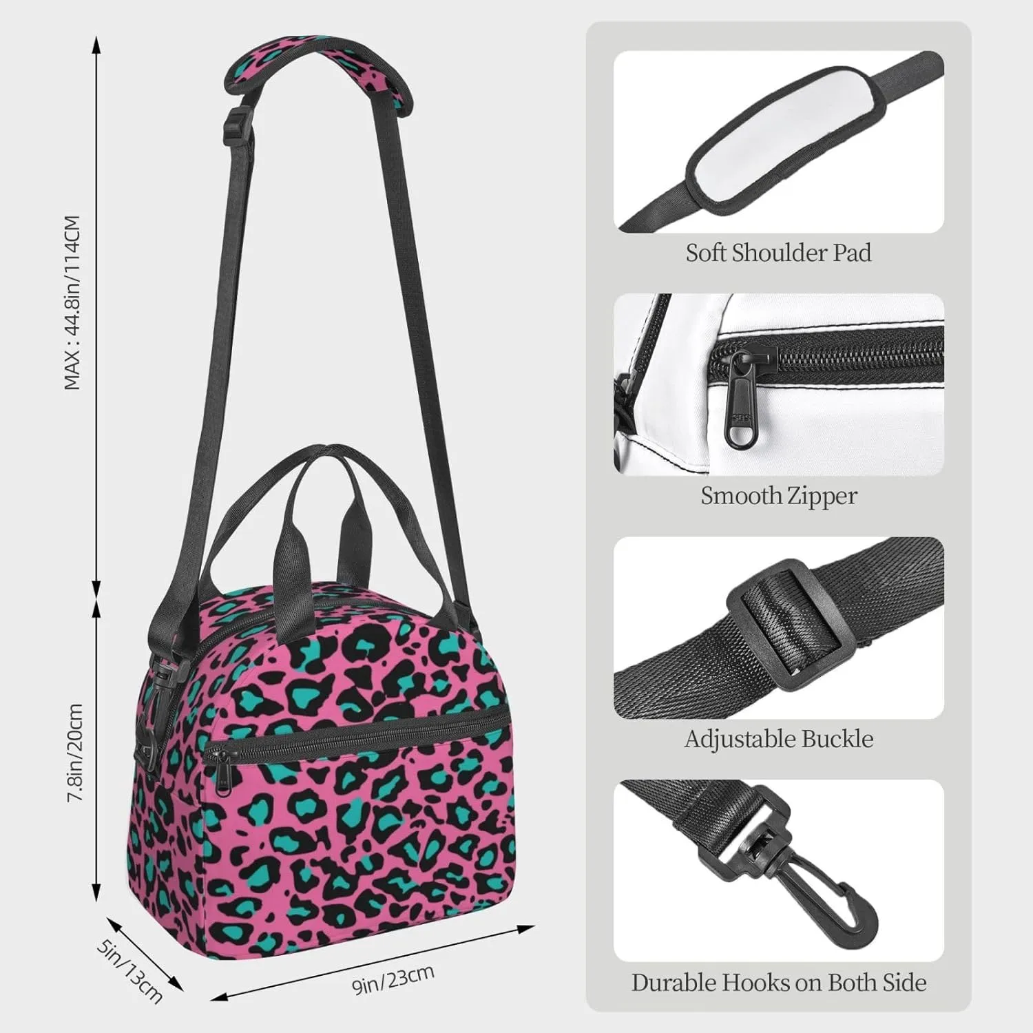 Us Bass,Insulated Reusable Lunch Bag Adult Large Lunch Box for Women and Men,Black and Us Bass Guitar,Adjustable Shoulder Strap,Front Zipper Pocket,Multicolor