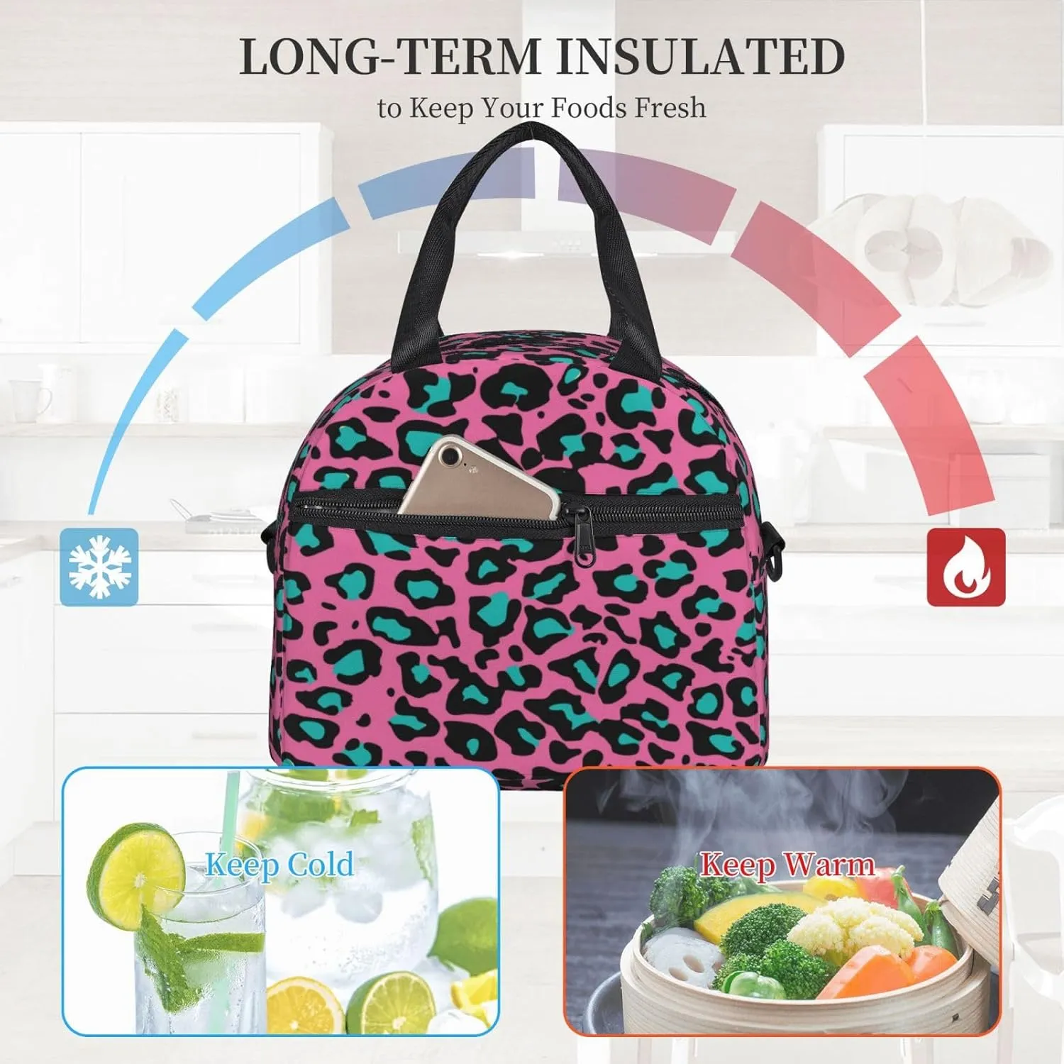 Us Bass,Insulated Reusable Lunch Bag Adult Large Lunch Box for Women and Men,Black and Us Bass Guitar,Adjustable Shoulder Strap,Front Zipper Pocket,Multicolor